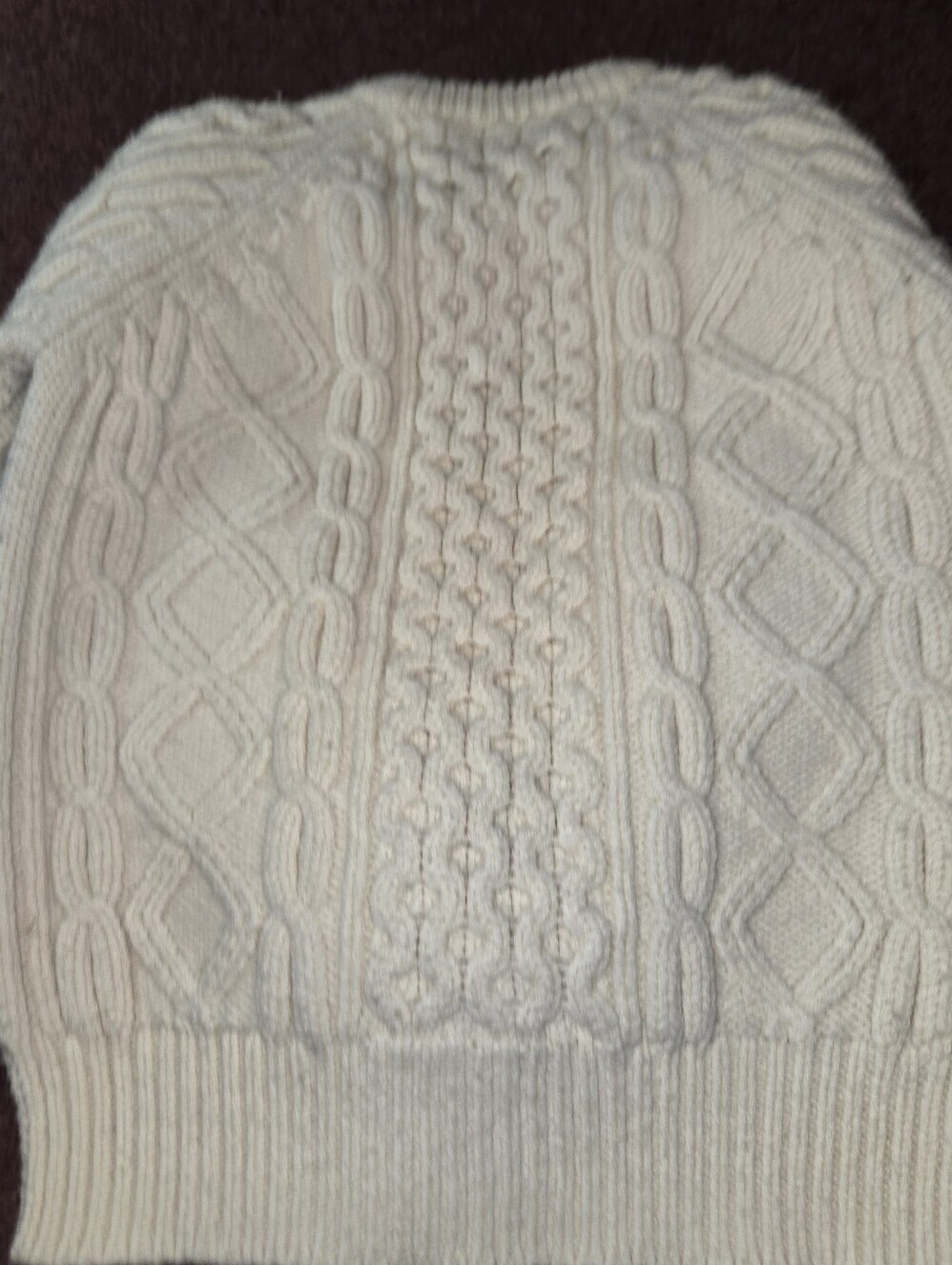 Vintage Isabelle Glion Kids 100% Wool Fisherman's Aran Sweater Ivory Medium - Picture 9 of 9